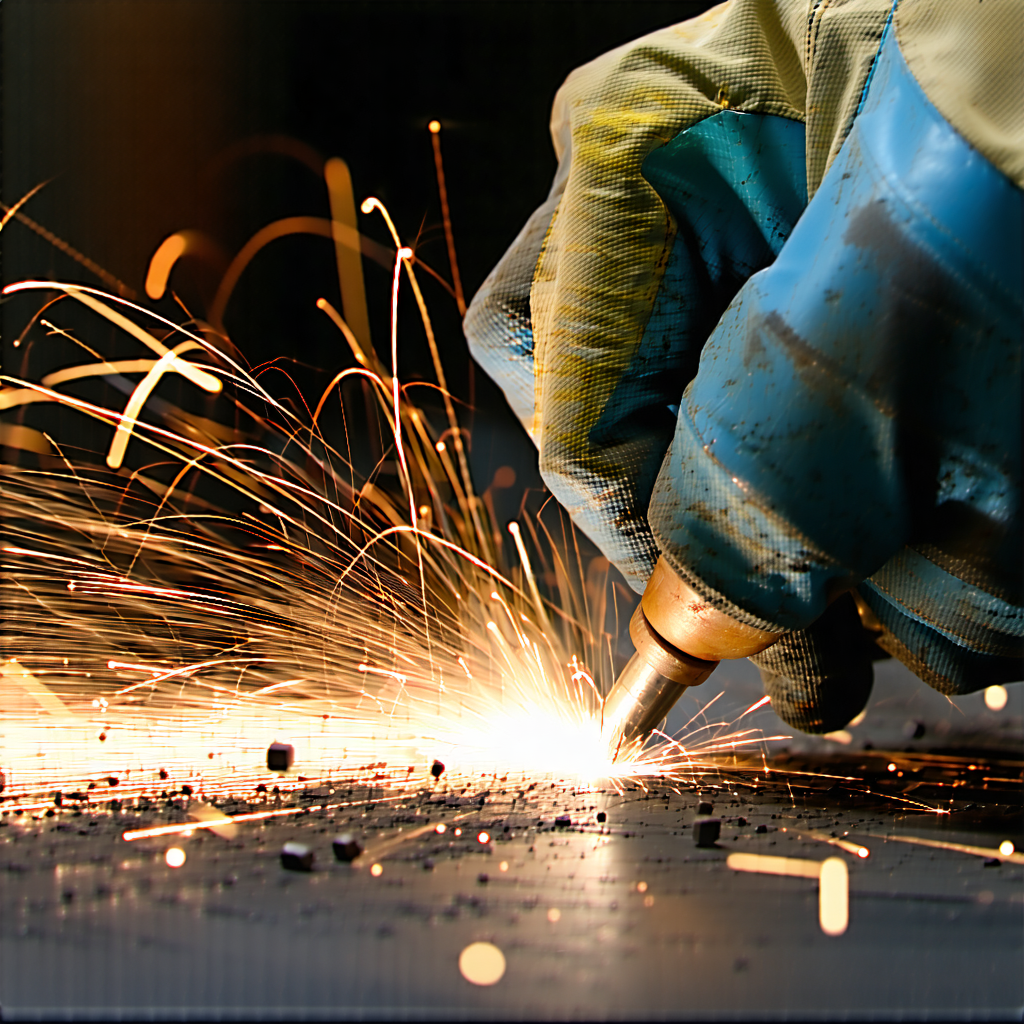 Craft a realistic visual tapestry that encapsulates the ultrasonic testing shear wave of a pipe weld. Make sure that it does not include sparks, or welding, but specifically an ultrasonic testing shear wave probe in a technician's hand.